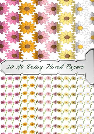 10 A4 Daisy Floral Backing Papers