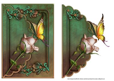 Beautiful Butterfly, Chocolate Mint Scalloped Envelope Card