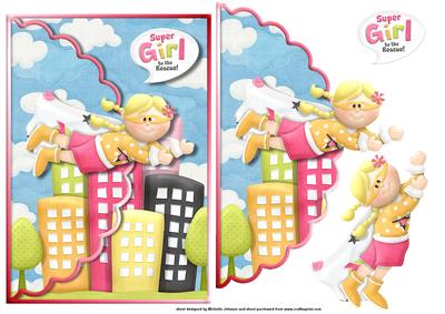 Supergirl to the Rescue Scalloped Edge Envelope Card