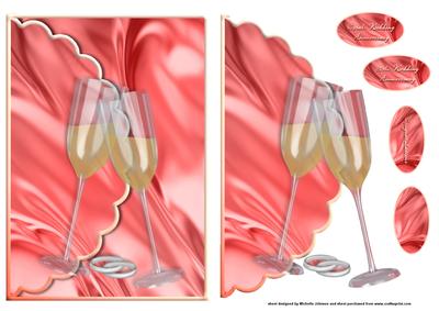 35th Coral Wedding Anniversary Scalloped Edge Envelope Card