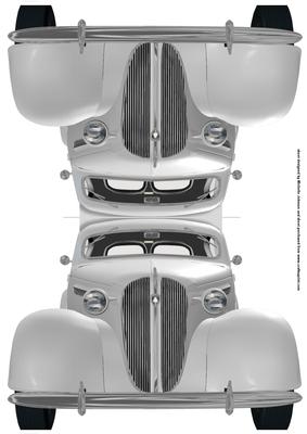 White Vintage Car Quick Shaped Card