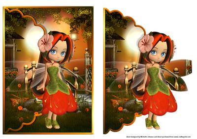 Cute Cookie Orange Blossom in Sunset Scalloped Envelope Card