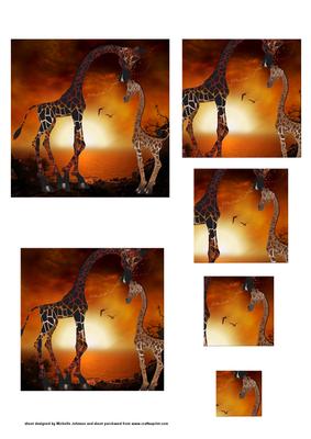Motherly Love (giraffes in the Sunset)offset Pyramid