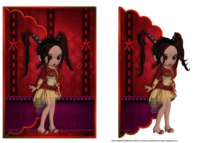 Cute Cookie Goth Girl Scalloped Edge Envelope Card