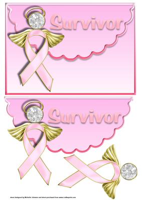 Breast Cancer Angel Ribbon Scalloped Edge Envelope Card