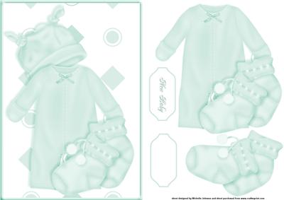 New Baby Green Card Front with Decoupage