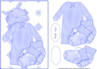 New Baby Blue Card Front with Decoupage
