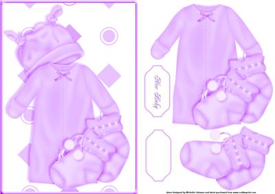 New Baby Lilac Card Front with Decoupage