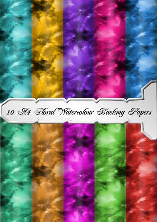 10 A4 Watercolour Flower Backing Papers