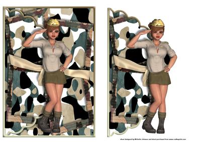 Soldier Girl Scalloped Edge Envelope Card