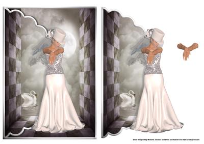 Beautiful Bride and Swan Scalloped Edge Envelope Card