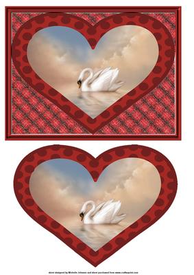 Beautiful Swan Love Heart Topper