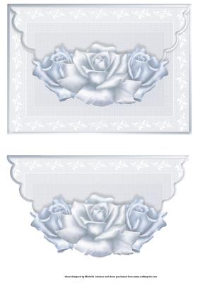 Pastel Blue Roses Scalloped Edge Envelope Card