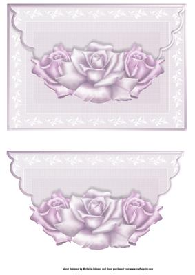 Lilac Pastel Roses Scalloped Edge Envelope Card