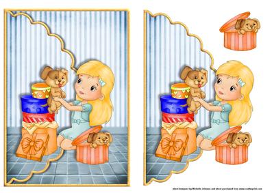 Puppy Surprise Scalloped Edge Envelope Card