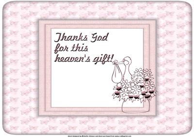Heavens Gift Baby Girl A4 Card