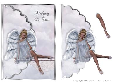 Thinking of You Angel Scalloped Edge Envelope Card