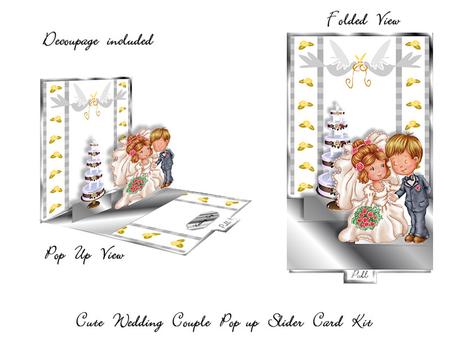 Cute Wedding Couple Pop Up Slider Card Kit