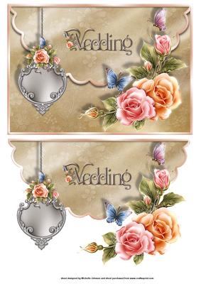 Beautiful Butterflies and Roses Wedding Scalloped Envelope