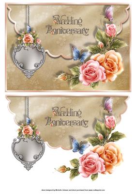 Butterflies and Roses Anniversary Scalloped Envelope Card