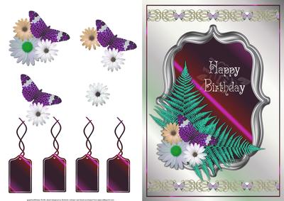 Butterfly and Fern Card Front with Decoupage