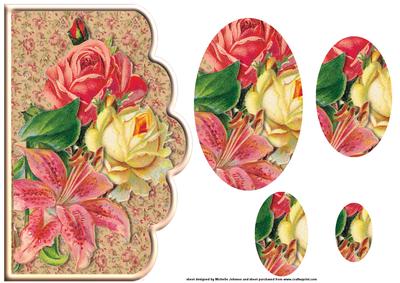 Vintage Flowers Scallope Edge Curve Card