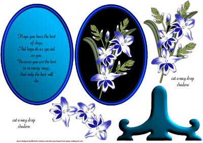 Blue Gladioli Plate Card with Decoupage