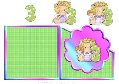 Girls Age 3 Scalloped Over the Edge Card