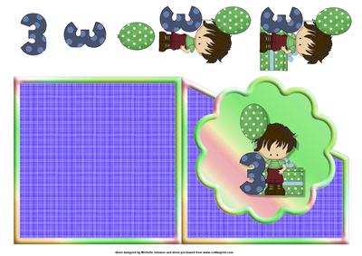 Boys 3rd Birthday Scalloped Over the Edge Card