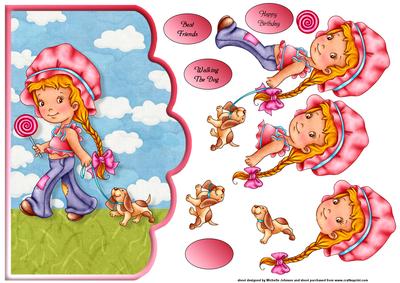 Walking the Dog Scallope Edge Curve Card