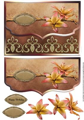 Pretty Lilies Fancy Scalloped Edge Envelope Card