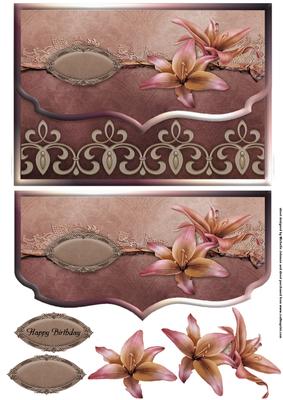 Pretty Lilies Blush Fancy Scalloped Edge Envelope Card