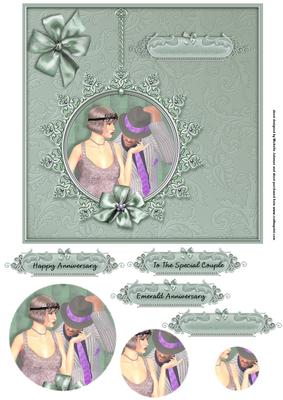 Emerald Wedding Anniversary Card Front with Circle Pyramage