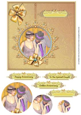 Golden Wedding Anniversary Card with Circle Pyramage