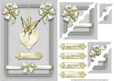 Cream Yellow Butterfly Deckle Edge Stacker