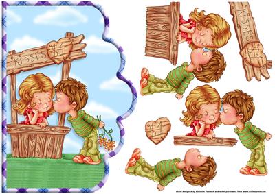 Cute Kisses Scallope Edge Curve Card