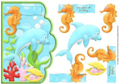 Sea Life in All It's Glory Scallope Edge Curve Card