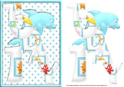 One Today Dolphin Card Front with Decoupage