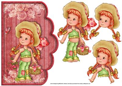 Pretty Girls Picnic Scallope Edge Curve Card