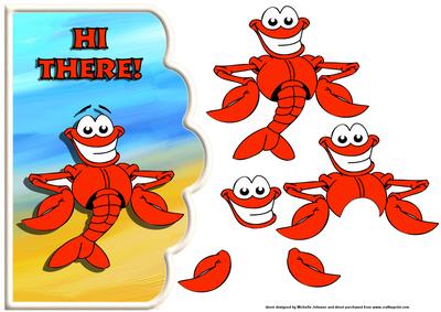 Hi There! Lobster Scallope Edge Curve Card