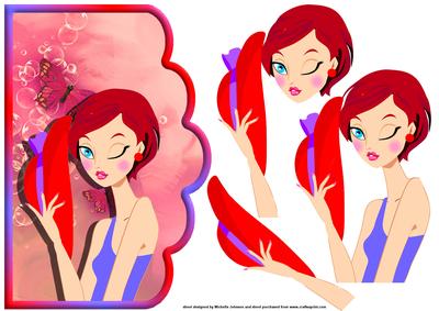 Red Hat Lady Scallope Edge Curve Card
