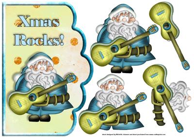 Christmas Rocks Santa Scallope Edge Curve Card