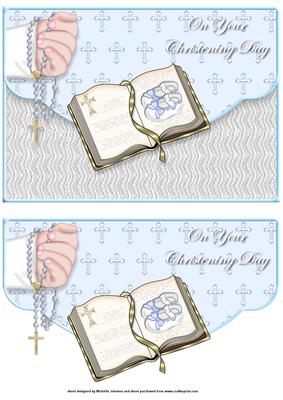 Caucasian Christening Boy Fancy Edge Envelope Card