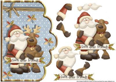Deer Friends Scallope Edge Curve Card