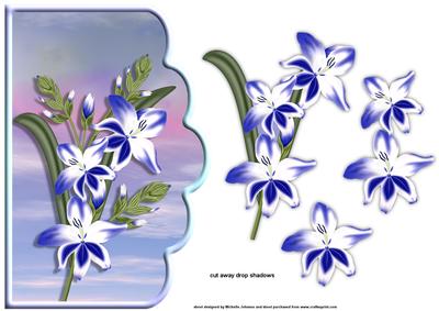 Blue Gladioli Scallope Edge Curve Card
