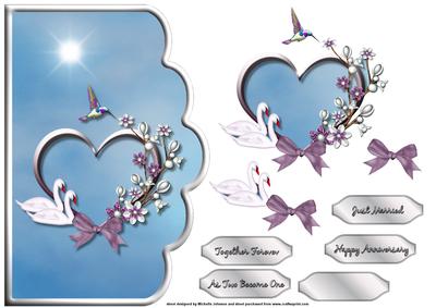 Together Forever Swans and Hummingbird Curve Card