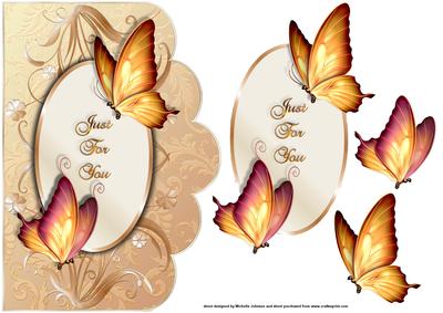 Burnished Butterflies Scallope Edge Curve Card
