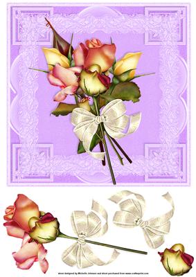 Rosebuds 1 Card Front with Decoupage
