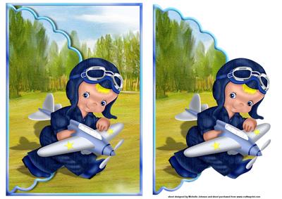 Off to Fly My Plane Scalloped Edge Envelope Card