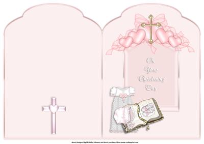 Girls Christening Scalloped Top Quick Card